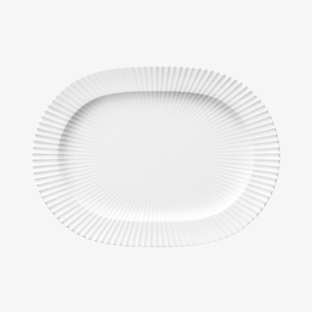 Lyngby oval serveringsfad 33cm hvid