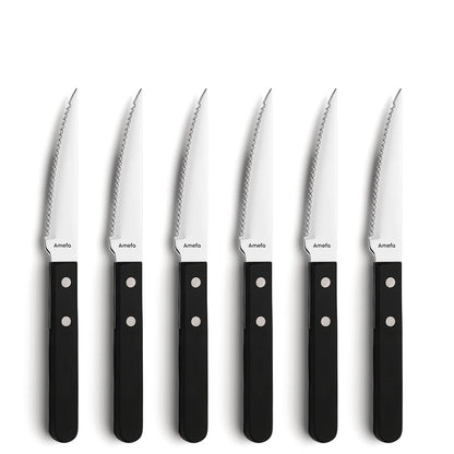 Steakknive 6 dele PIZZA sort