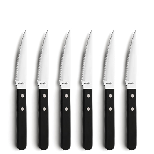 Steakknive 6 dele PIZZA sort