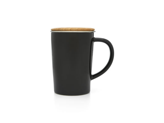 Tea Mug 400ml black + filter + bamboo lid