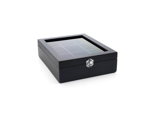 Tea box 9 comp with window bamboo black