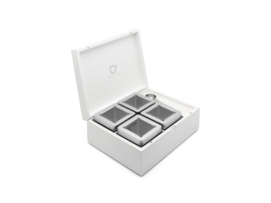 Tea box + 4 canisters + spoon bamboo white