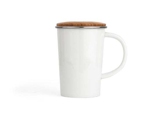 Tea Mug 400ml + filter + lid white