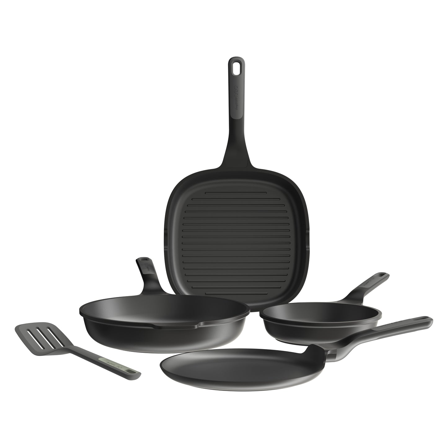 Pandesæt 4 stk non stick + 1 palet, sort