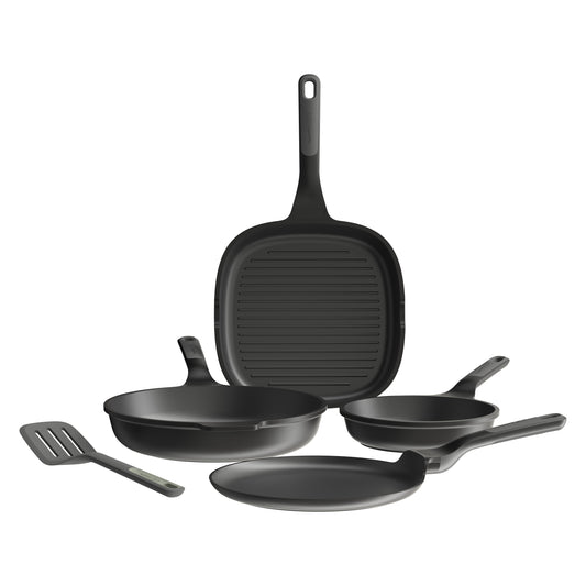 Pandesæt 4 stk non stick + 1 palet, sort