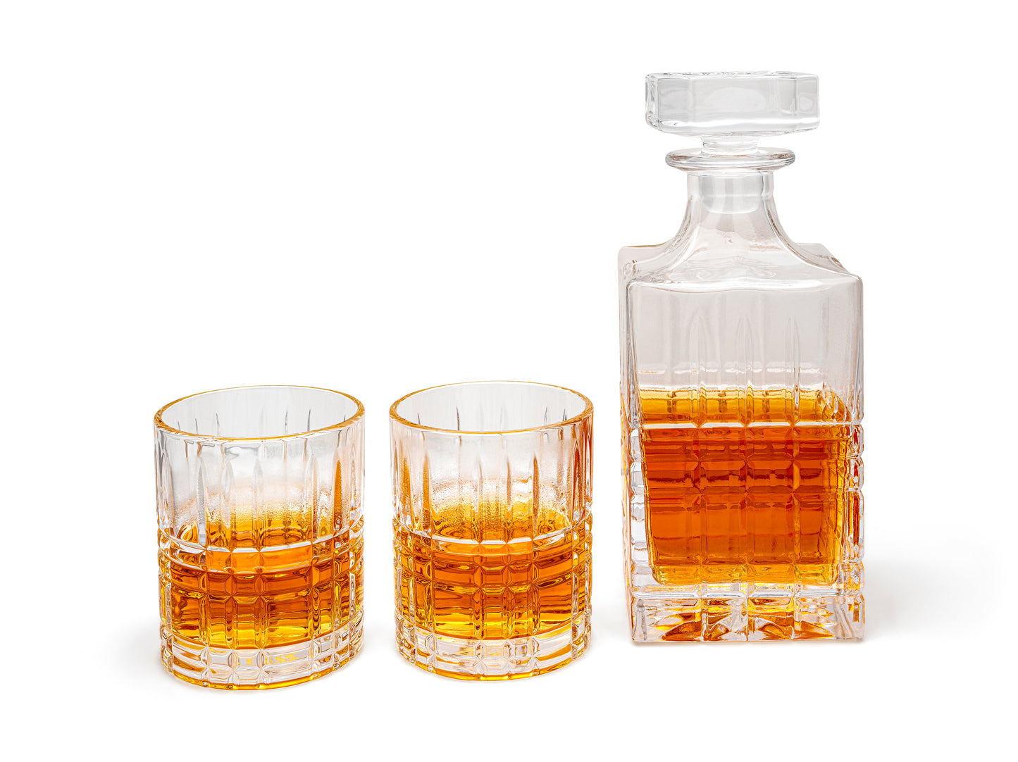 Karaffel m/2 glas t/whiskey, klar, 750ml, 13x31cm