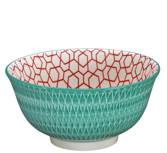 Skål m/rombe tyrkis, Ø18cm, AMICI