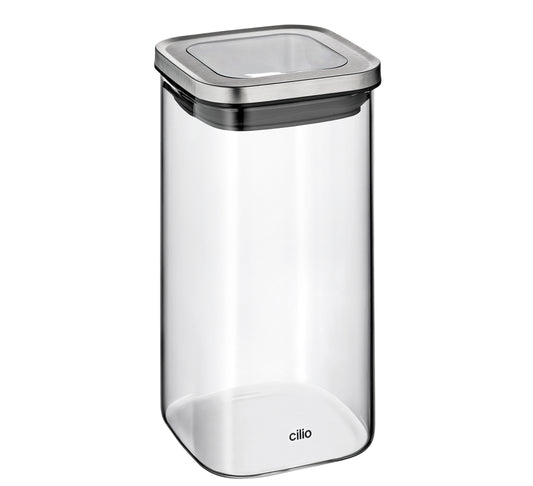 Opbevaringsboks m/silikone- og glaslåg, 1,35L CUBO