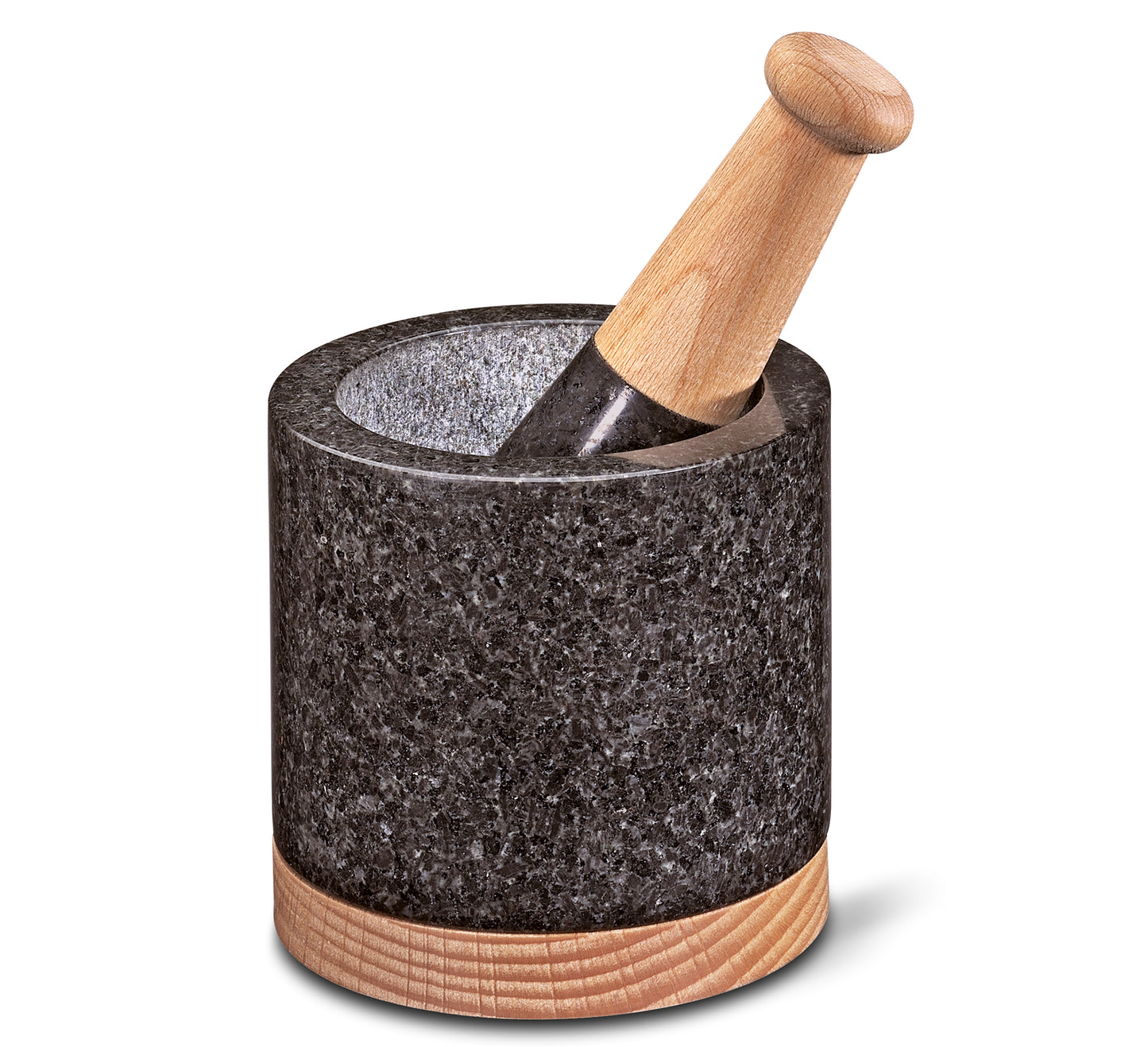 Morter MERKUR, bøgetræ, granit, sort