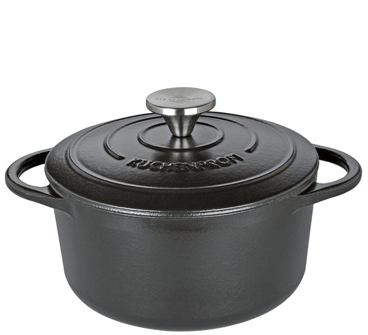 Støbejernsgryde rund, sort, 20cm, PROVENCE