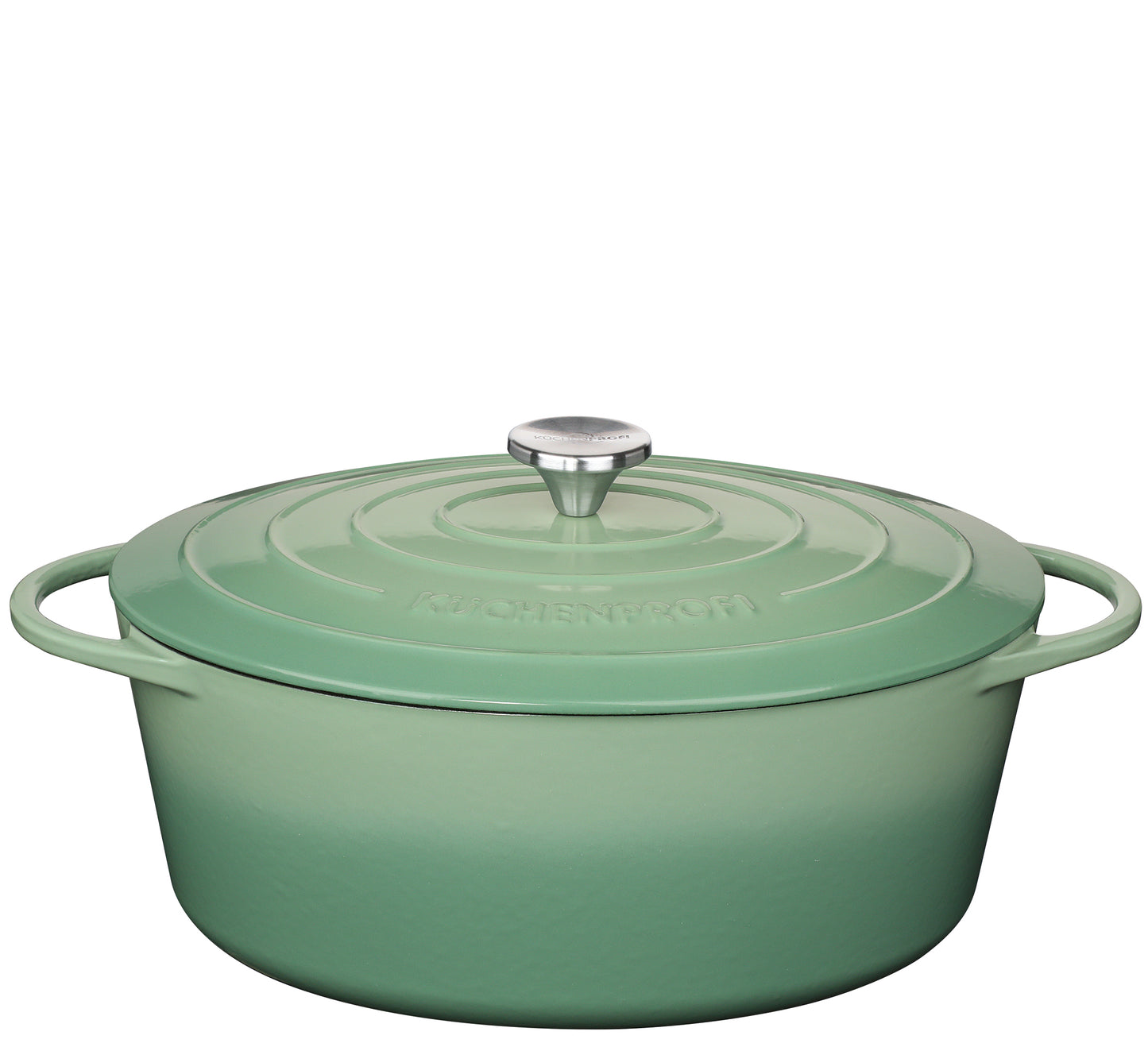 Støbejernsgryde oval m/låg, jade, Ø33cm PROVENCE