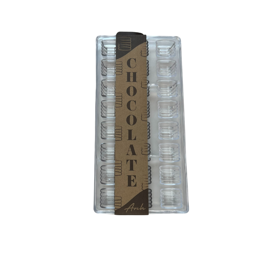 Chokoladeform t/24stk, rillet, plast, 27,5x13,5cm