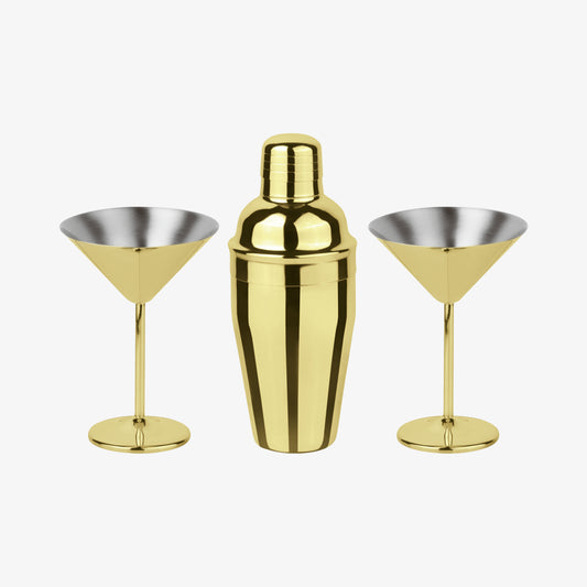 Set3t. Cockt.Martini, Edelstahl/PVD Gold
