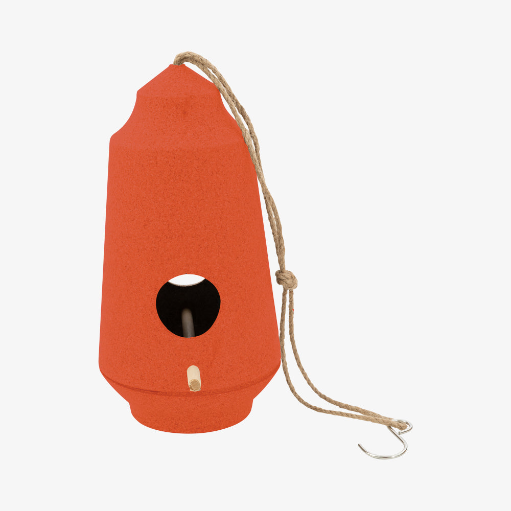 Fuglefoderhus H28 cm, Orange/Bambus