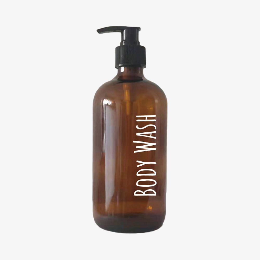 Glasflaske Boston med pumpe rav Body Wash 500ml