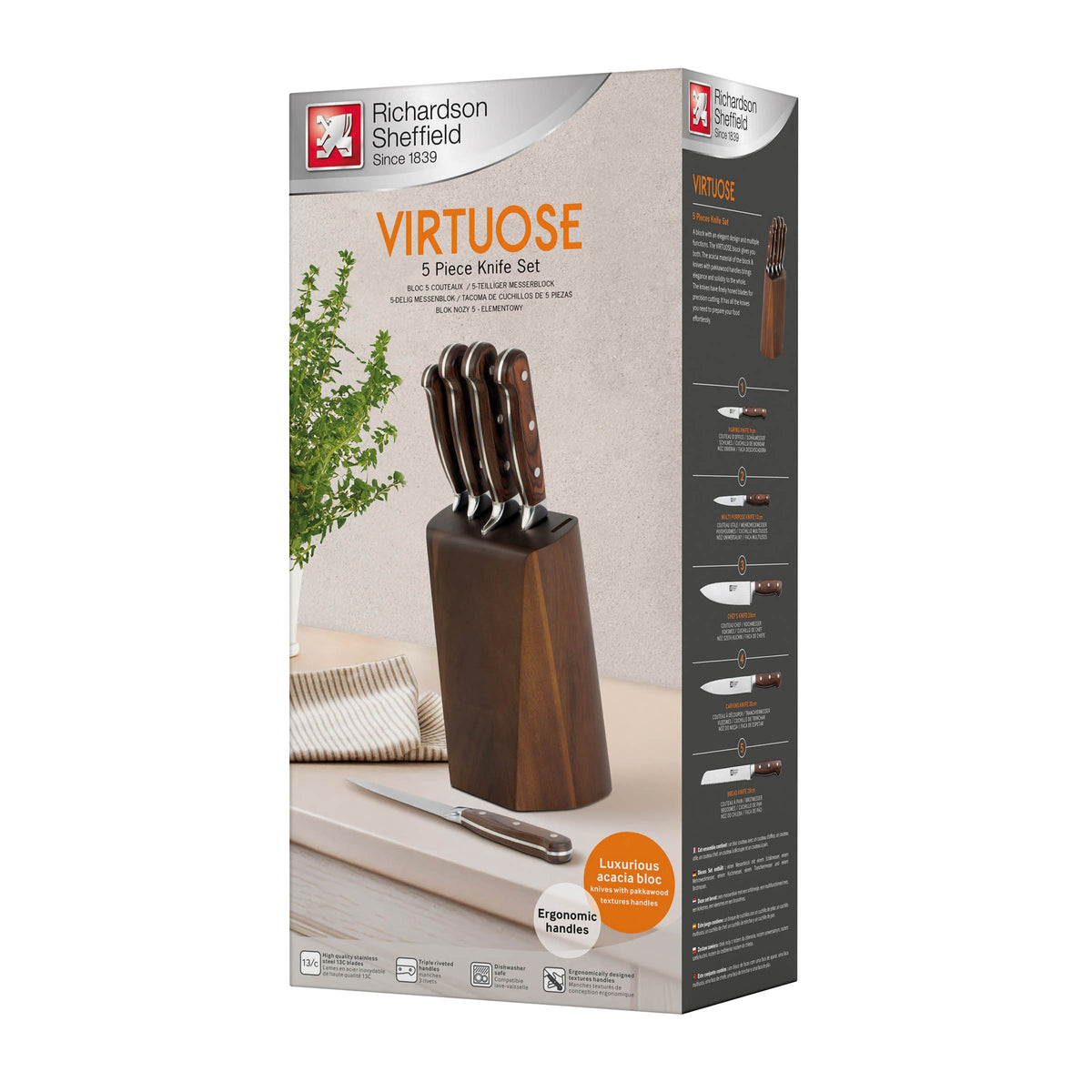 Knivblok 5 dele VIRTUOSE