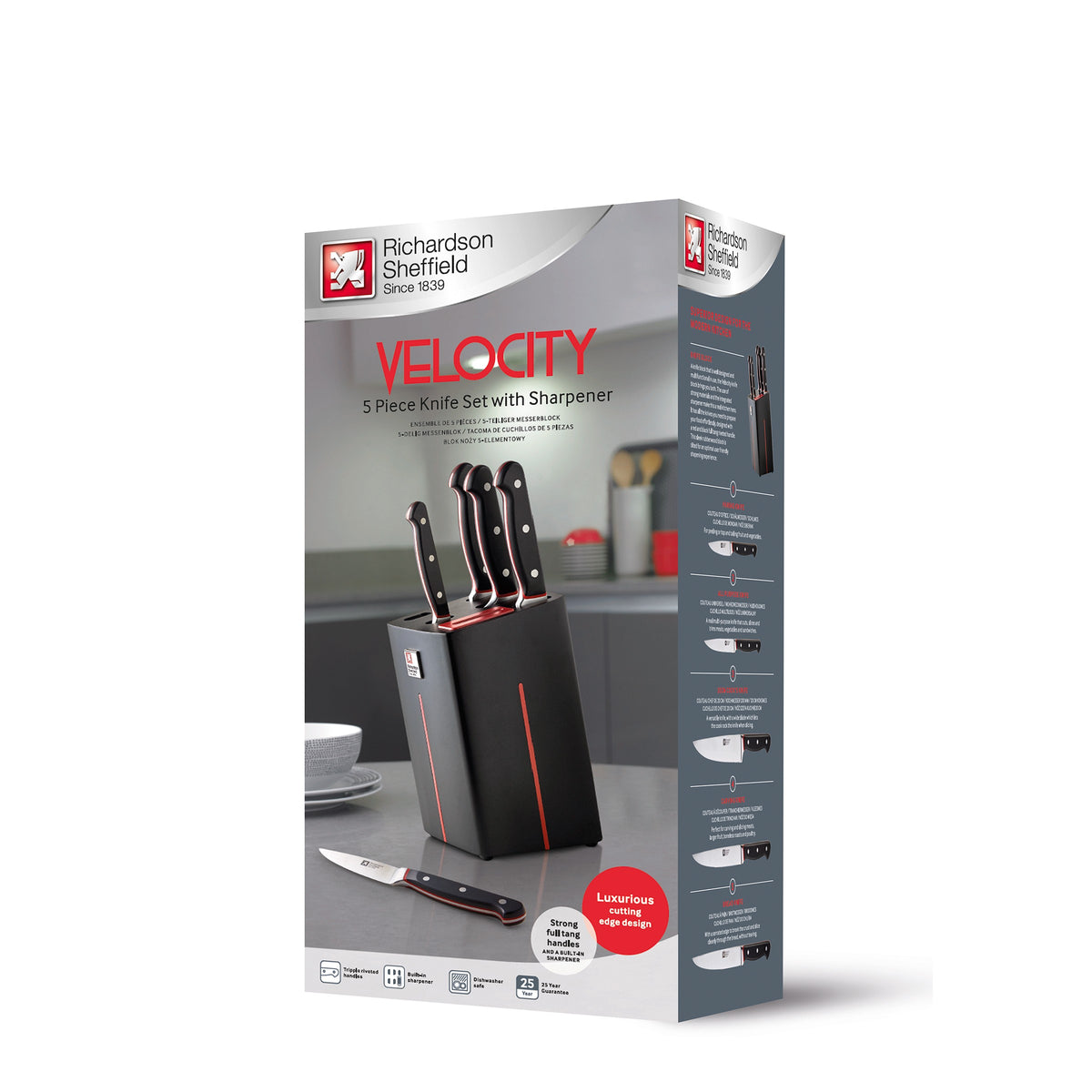 Knivblok 5 dele VELOCITY