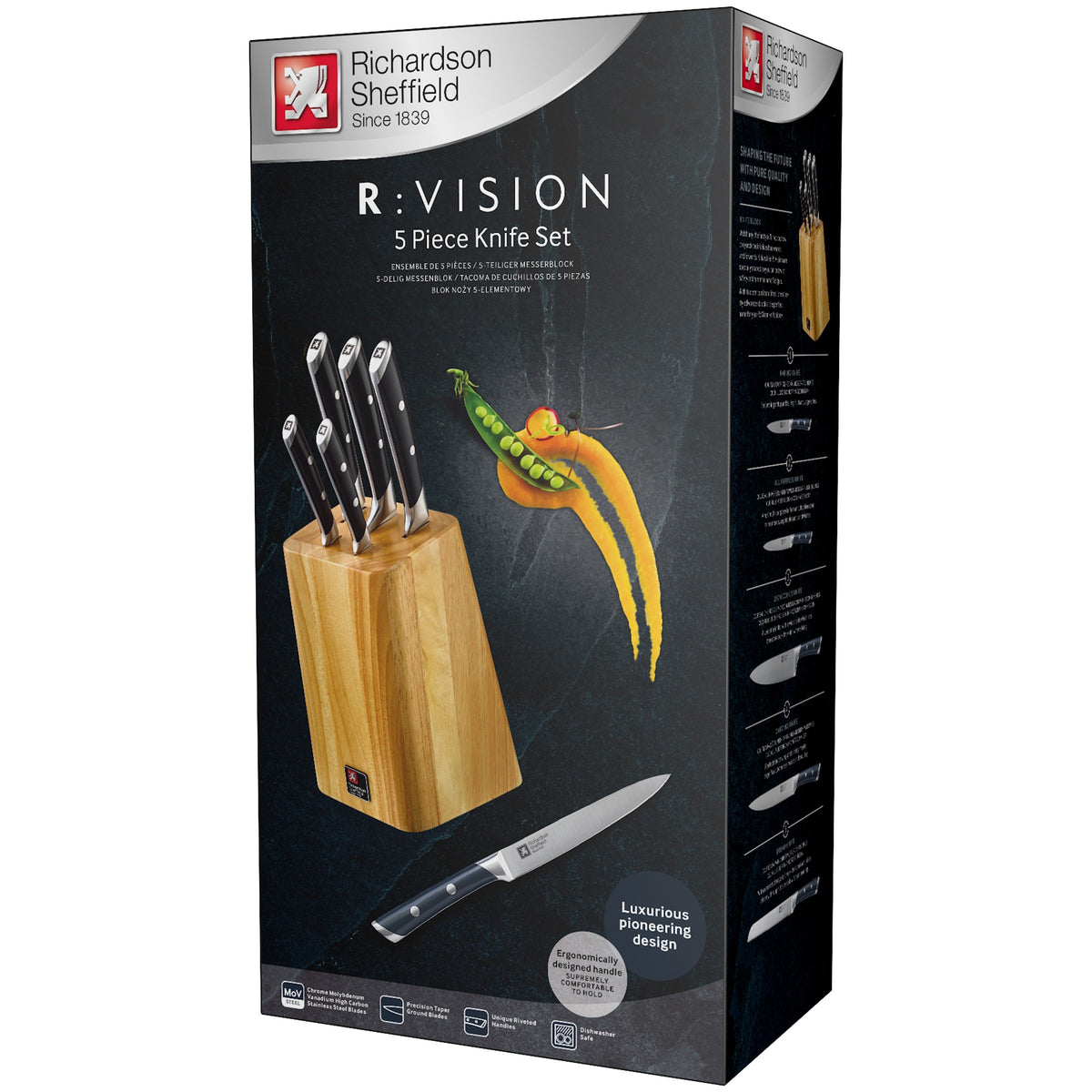 Knivblok 5 dele R:VISION