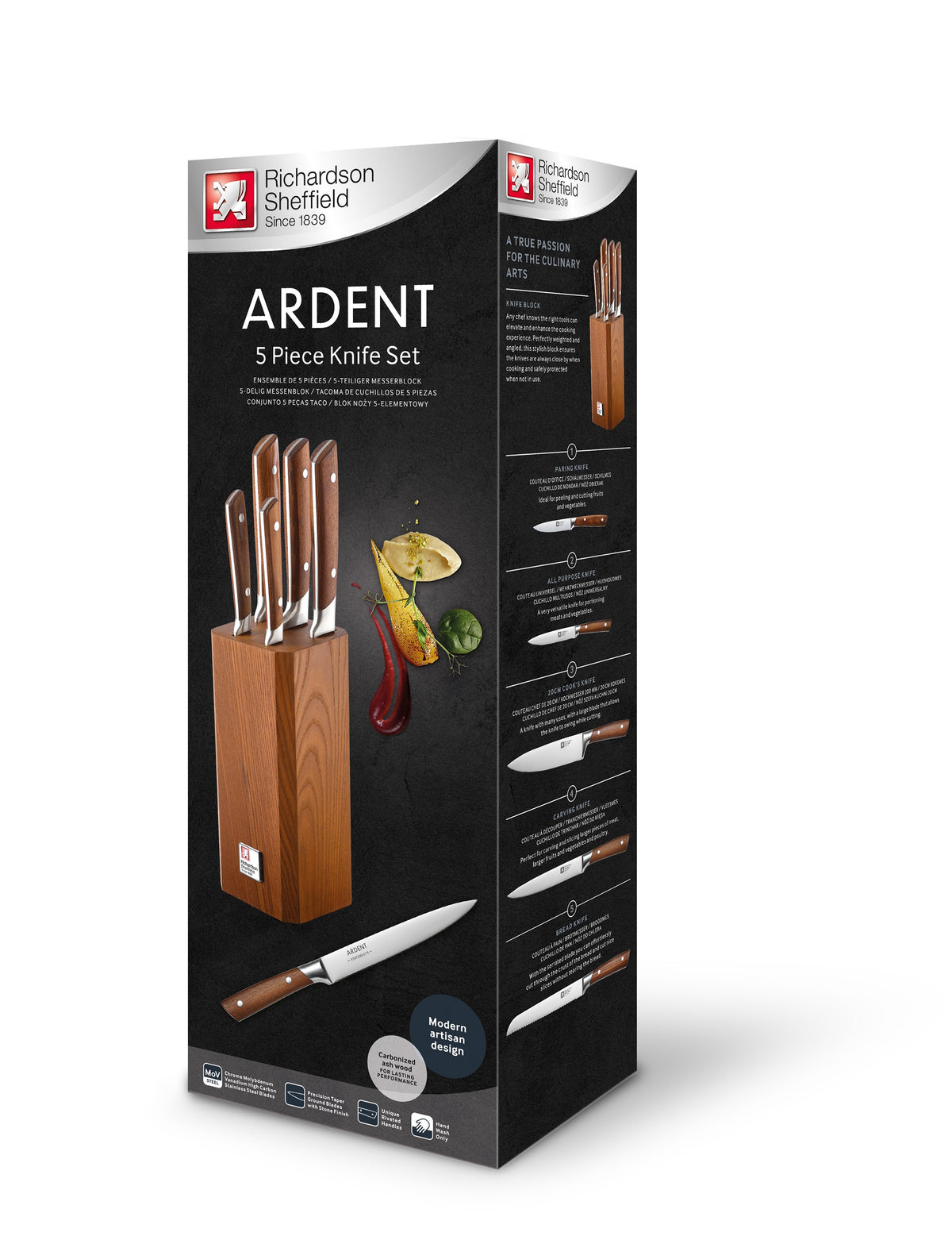 Knivblok 5 dele ARDENT