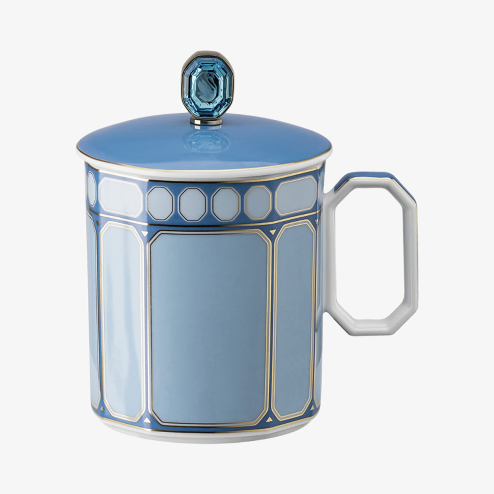 Mug w.handle and lid, Azure, Signum