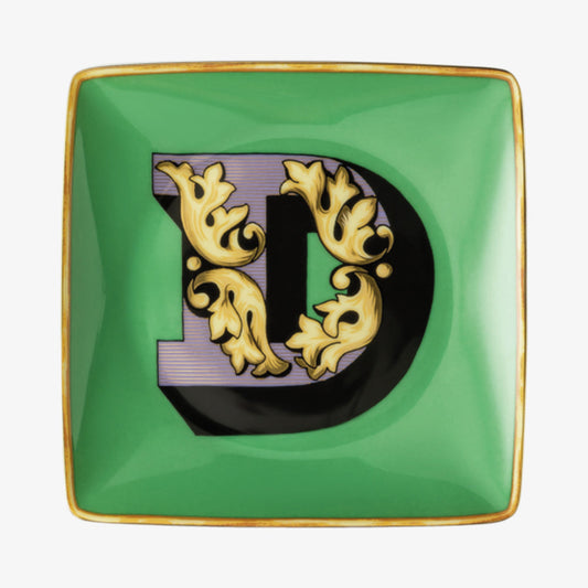 Bowl 12cm sq. flat, Holiday Alphabet D, Versace