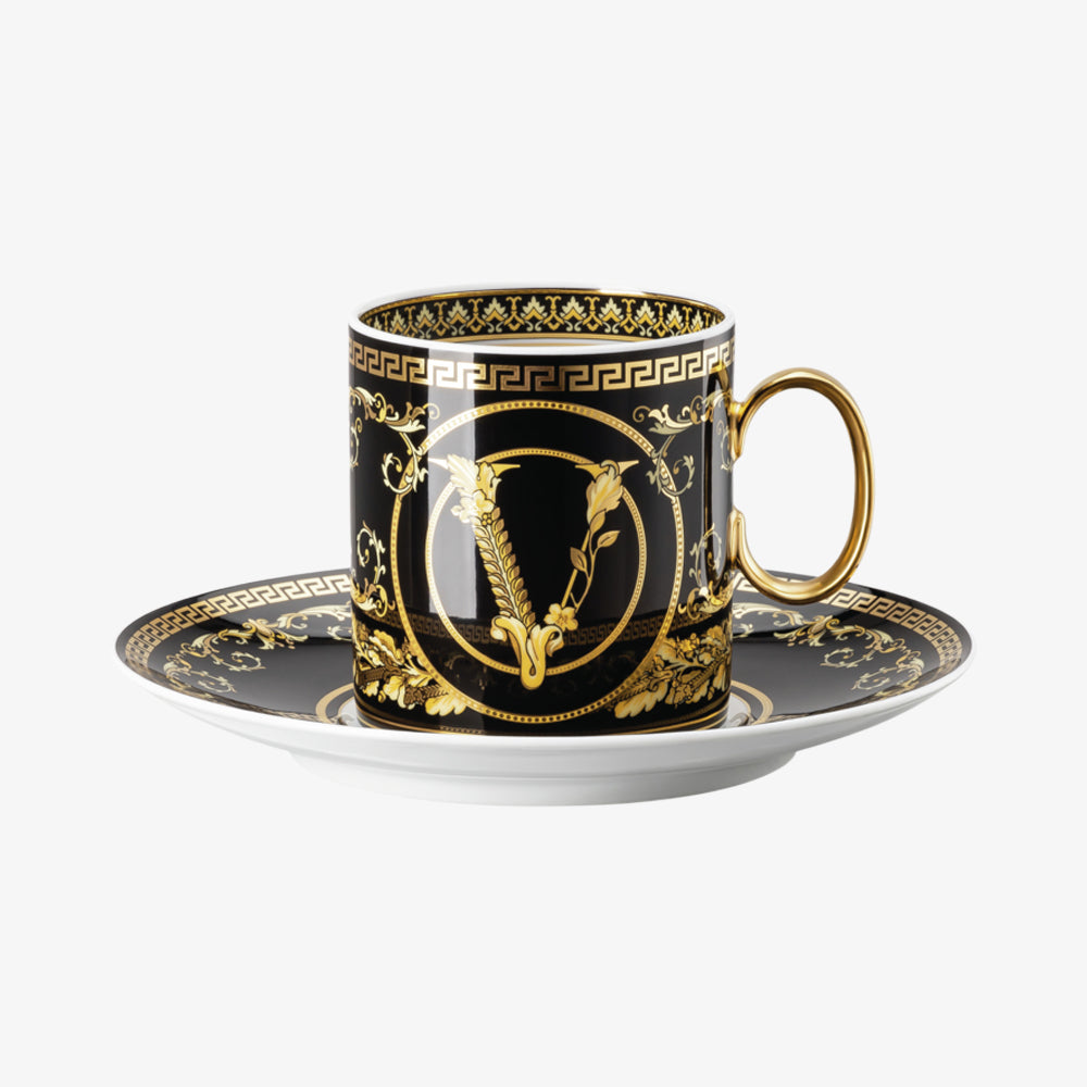 Cup/Saucer 4 tall, Virtus Gala Black, Versace