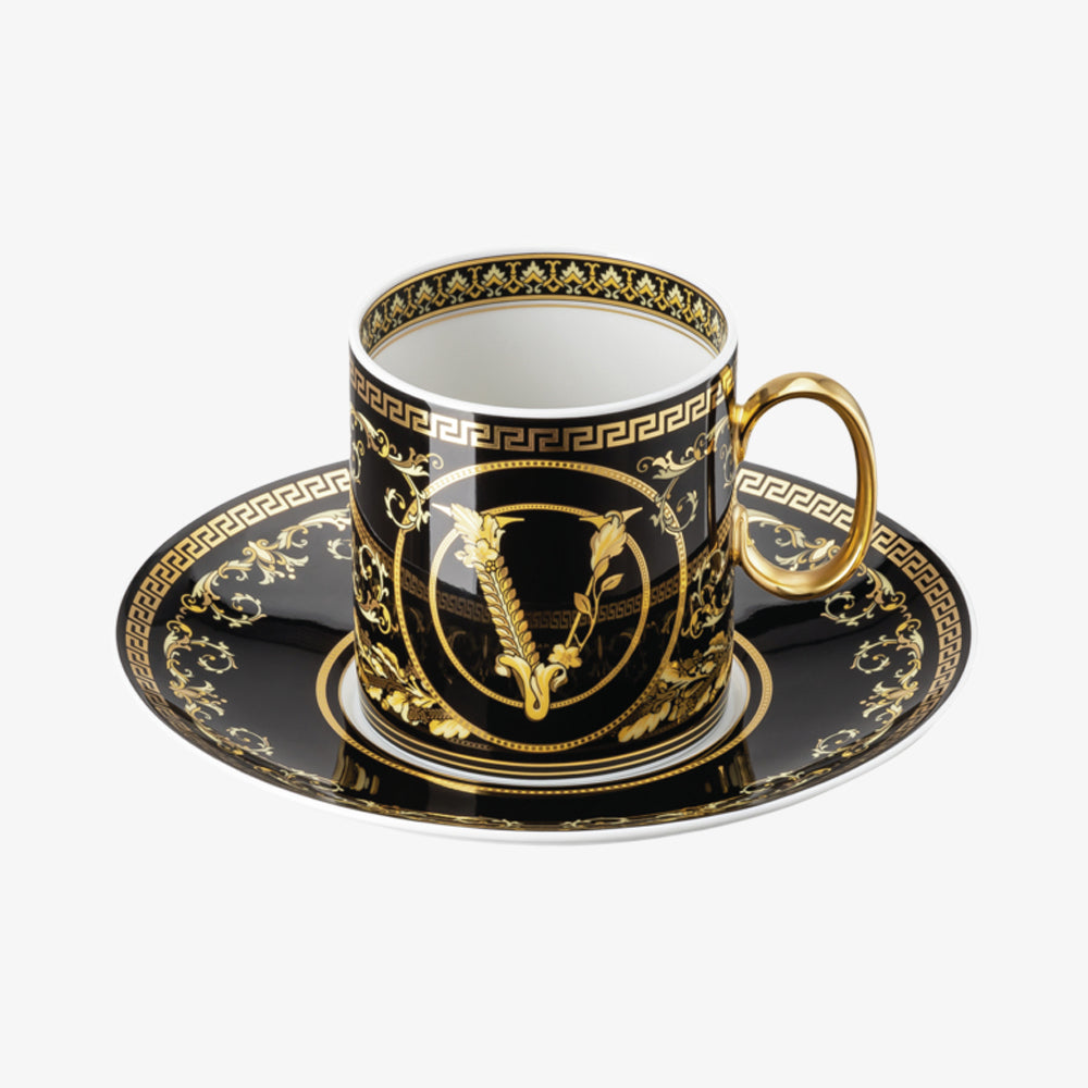 Cup/Saucer 4 Tall, Virtus Gala Black, Versace