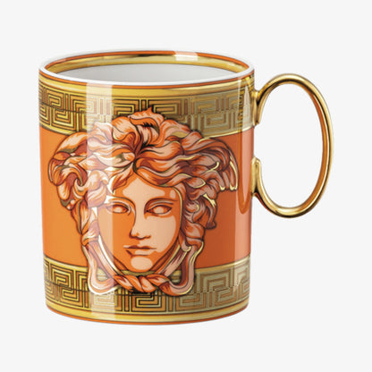 Mug with act, orange coin, medusa amplified