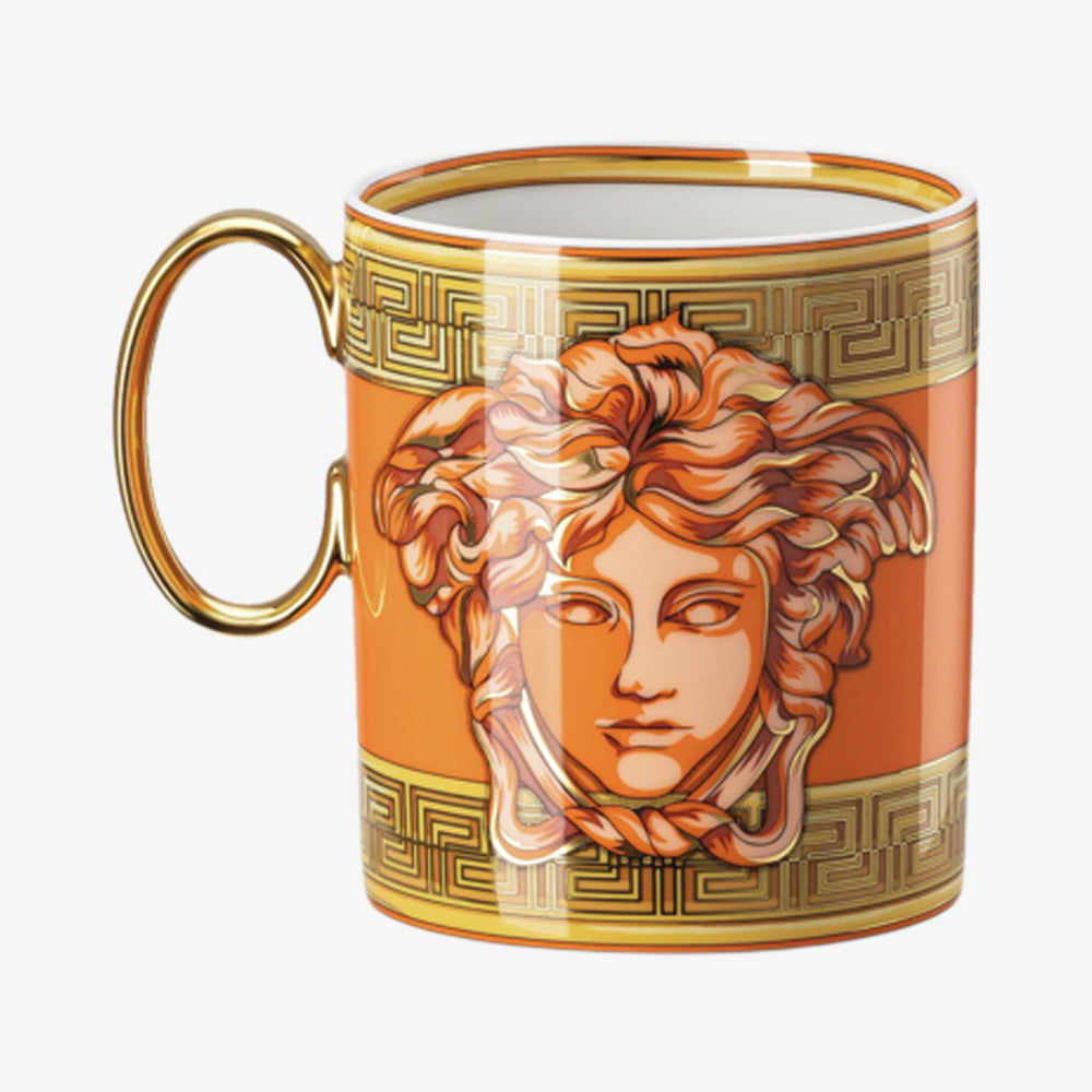 Mug with act, orange coin, medusa amplified