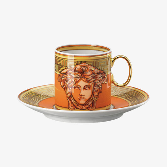 Espresso Cup/Sauc., Orange Coin, Medusa Amplified
