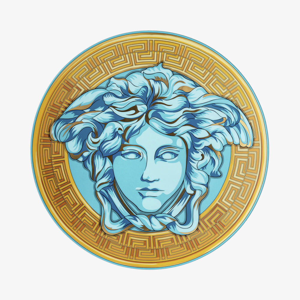 Servicplatta 33 cm, blått mynt, medusa förstärks