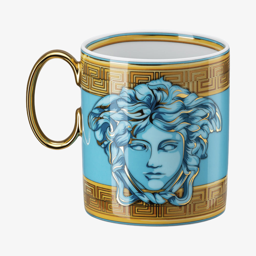 Mug with act, blue coin, medusa amplified