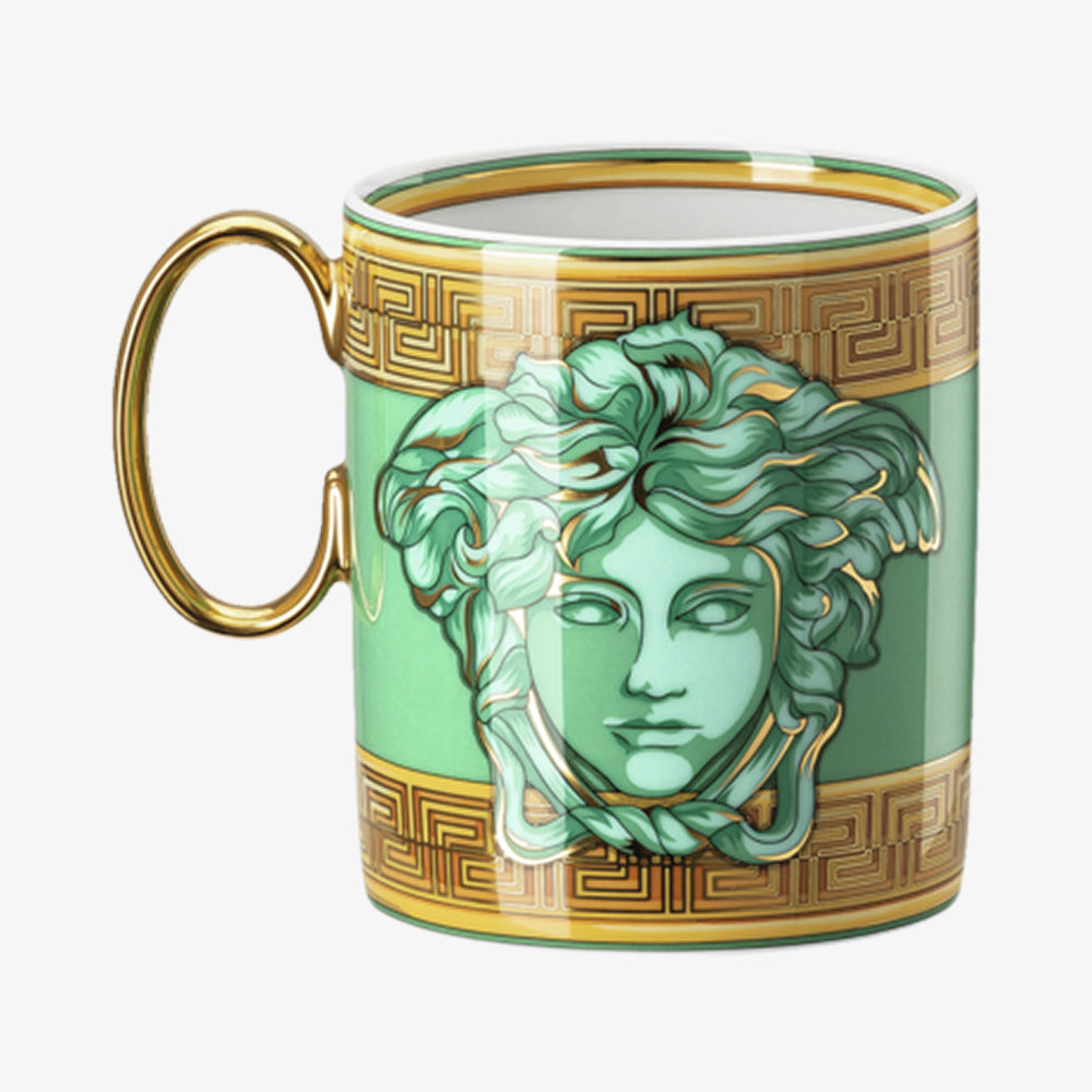 Mug with act, green coin, medusa amplified