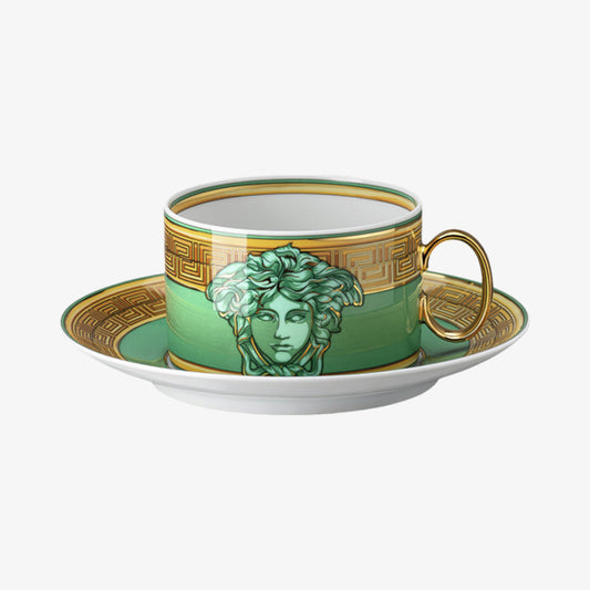 Cup/Saucer 4 low, Green Coin, Medusa Amplified