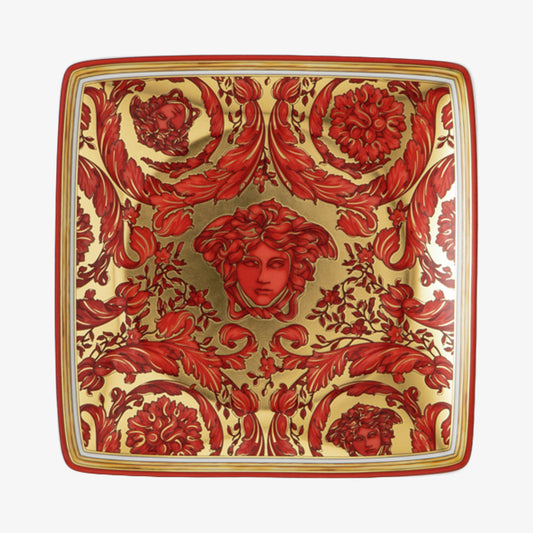 Bowl 12cm sq. flat, Medusa Garland Red, Versace