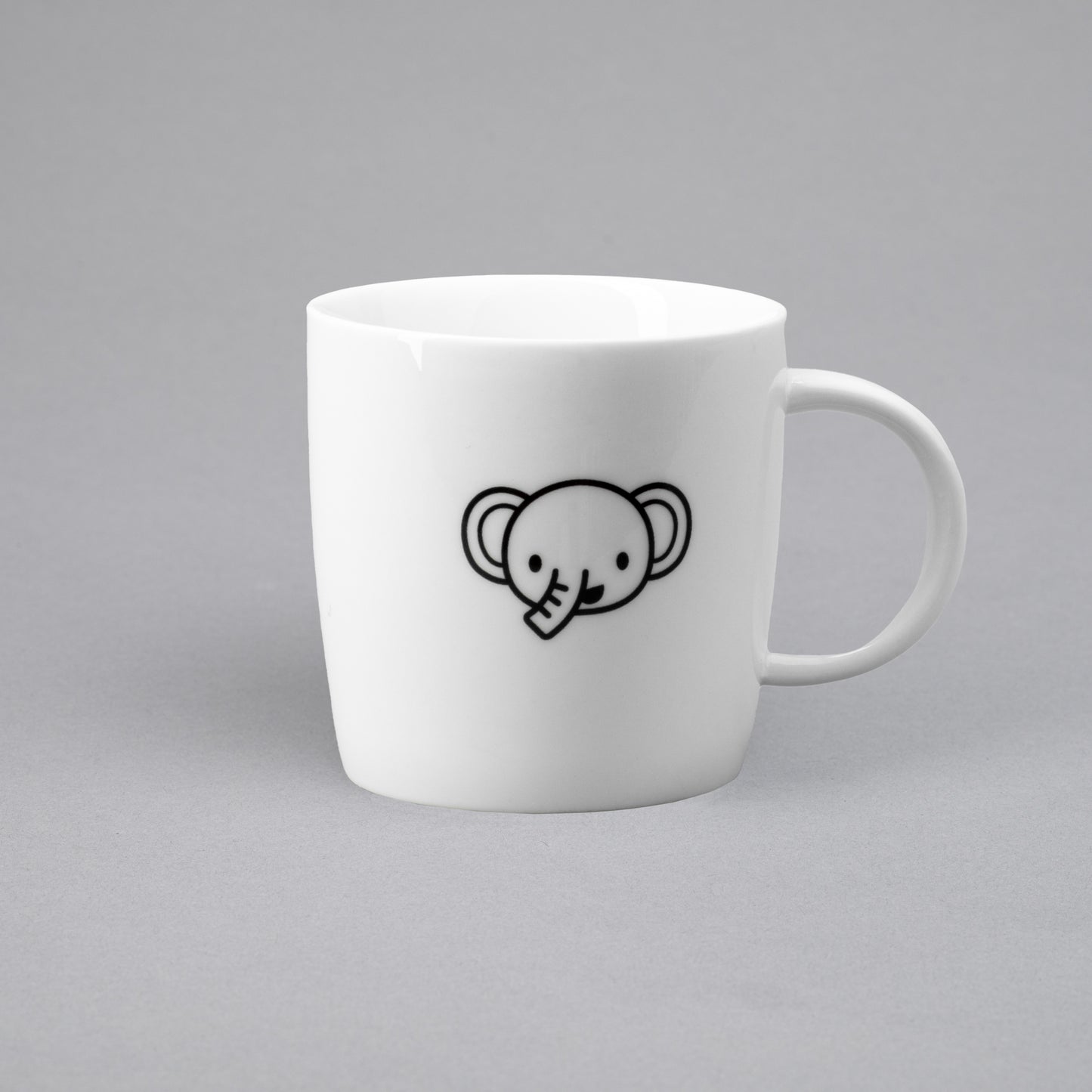 Børnekrus m/elefant, hvid, porcelæn, 10cl