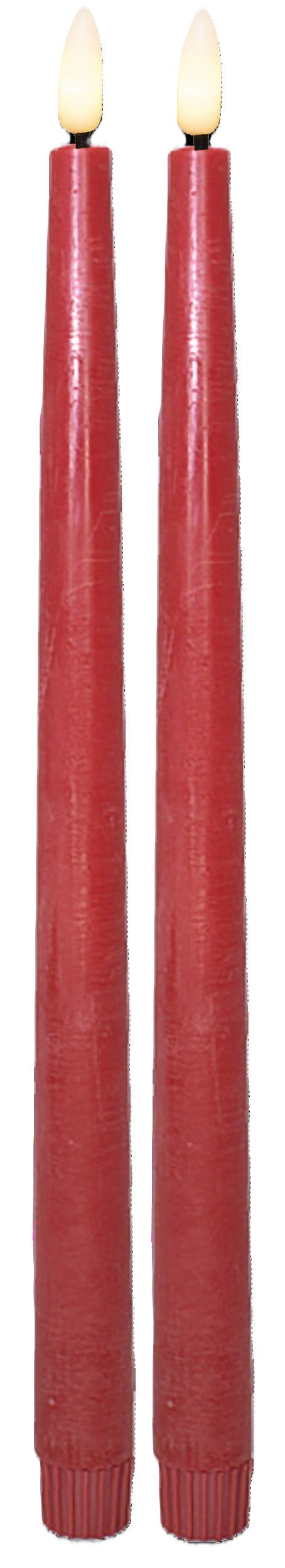 Lys konisk t/remote, rød, Ø2,2, H34cm, indendørs