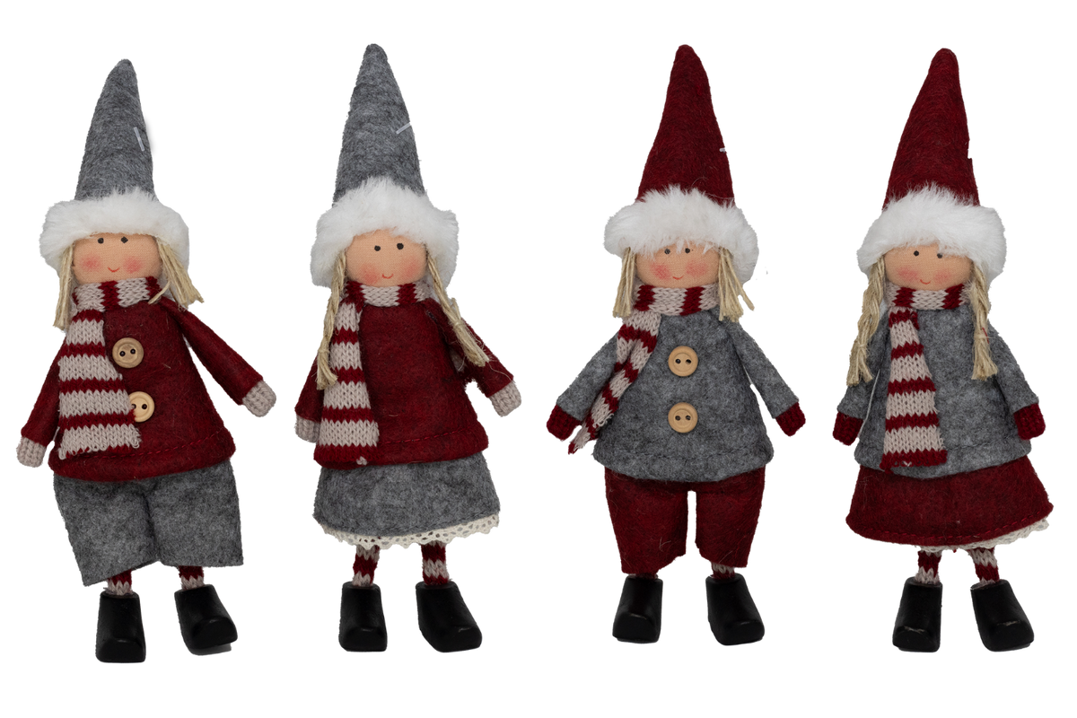 Filtnisser m/træsko, stående, 4 assorterede