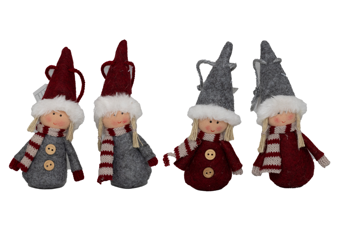 Filtnisser u/ben, stående, 4 assorterede