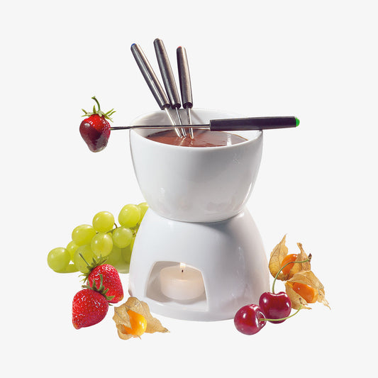Chocolate fondue with 6 parts