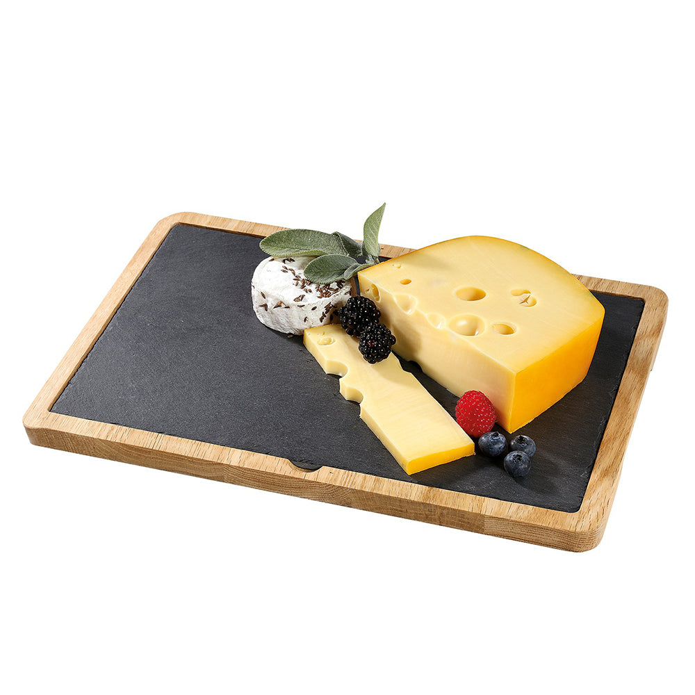 Slate serving board with wooden frame