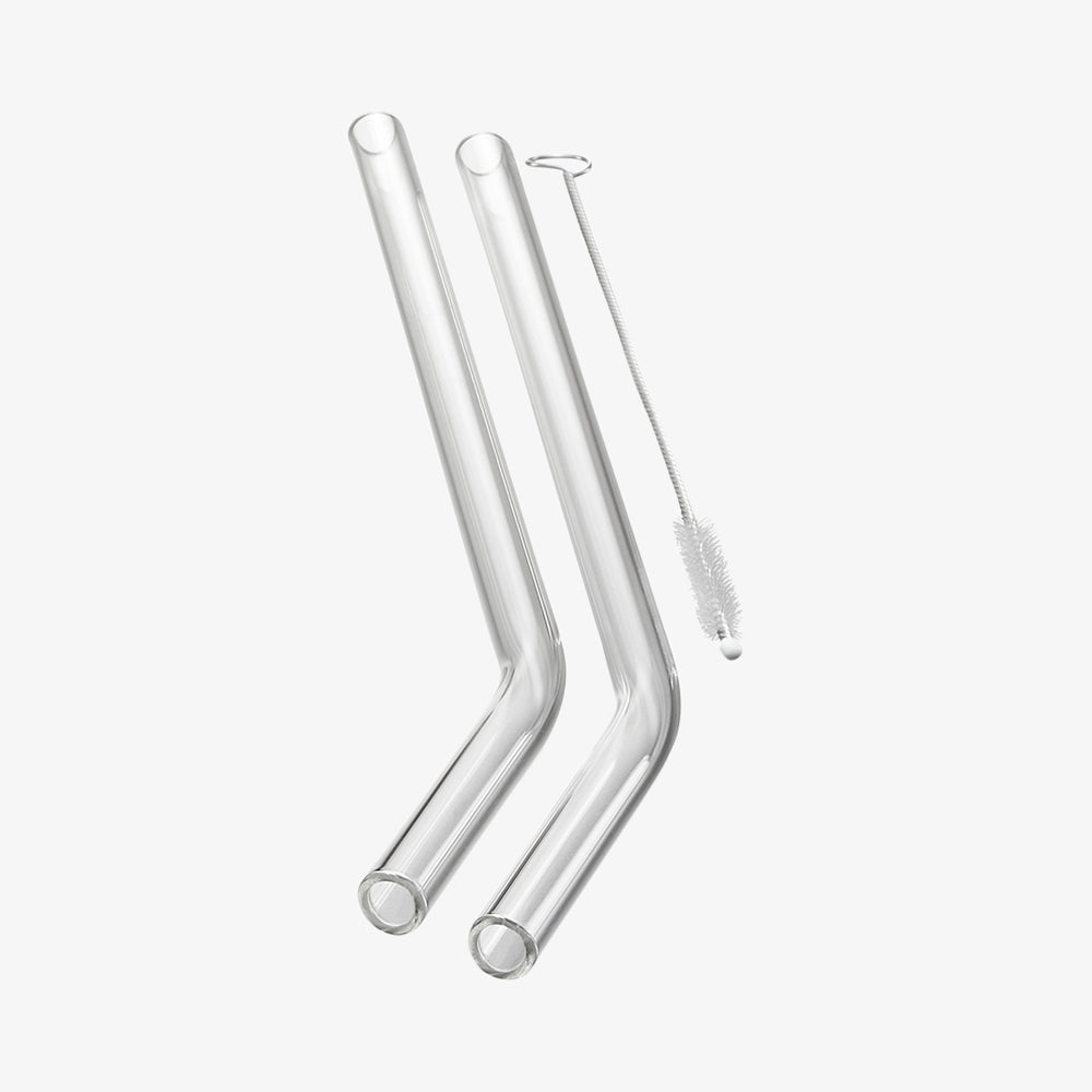 Future straws with cleaning brush curved 4 pieces black
