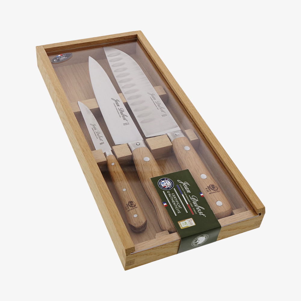 Knife set oak handle 1920 in wooden box
