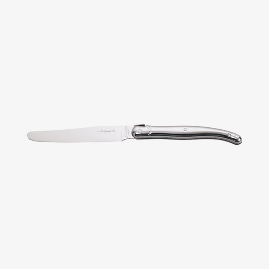 Laguiole kniv med rundt blad & stål håndtag 1,5 mm