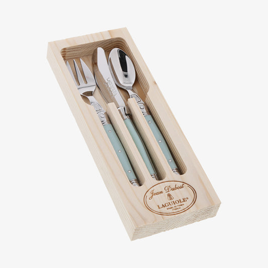 Laguiole Children's cutlery, 3 pcs, blue in wooden box