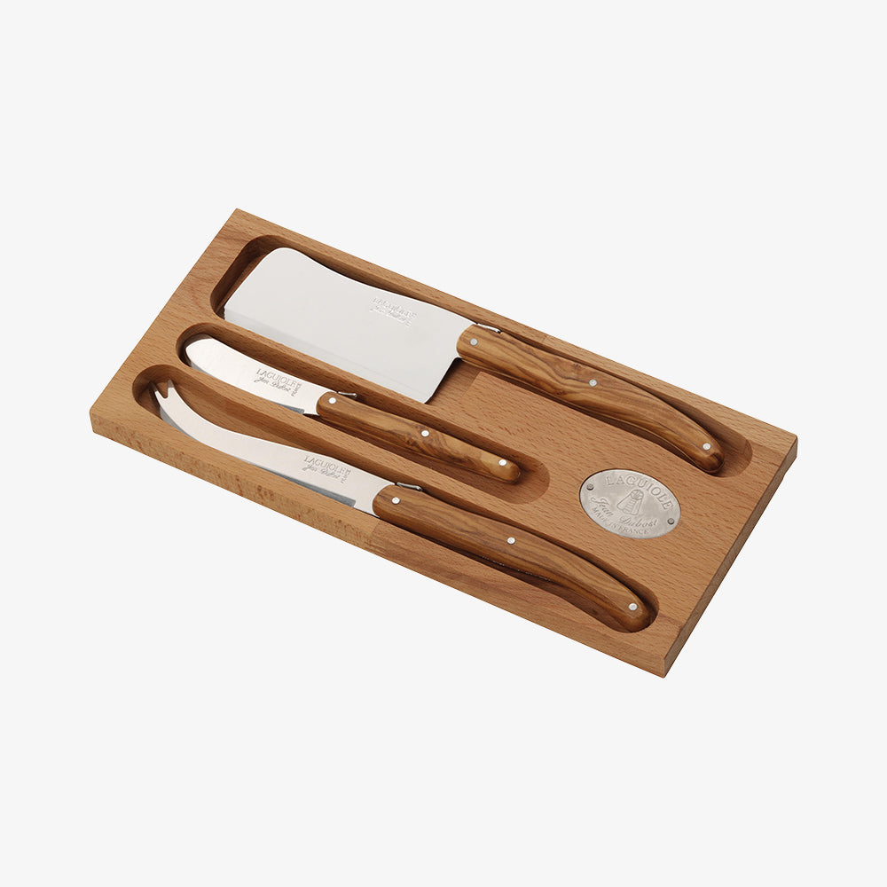 Laguiole cheese set in olive wood 3 pcs
