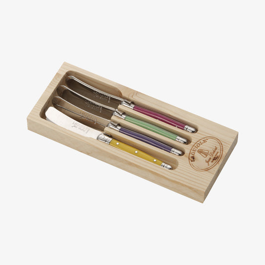 Laguiole butter knife with handles in multiple colors 4 pieces