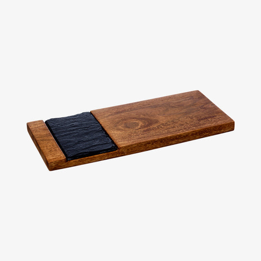 Serving board in acacia tree with slate