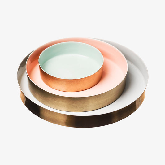 Gold and pastel bowl set with 3 pieces