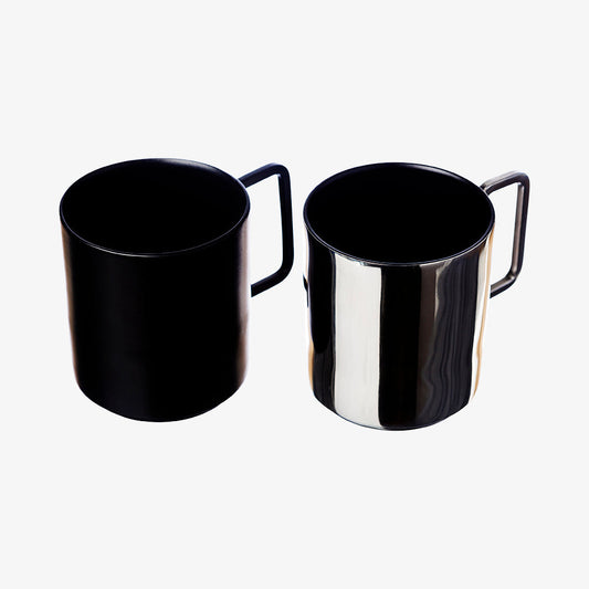 Kaffekopper i sort og rustfrit stål sæt med 2 stk